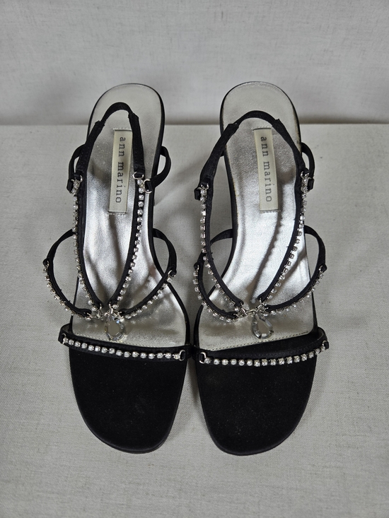 Ann Marino Shoes - Ann Marino Black Strappy Rhinestone Evening Heels